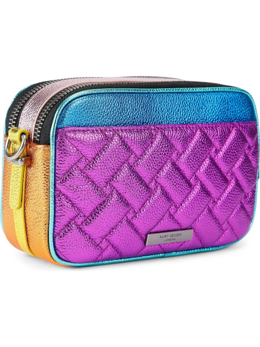 Kurt Geiger Metallic Leather Kensington Camera Structured Crossbody Bag NWT - Picture 4 of 8